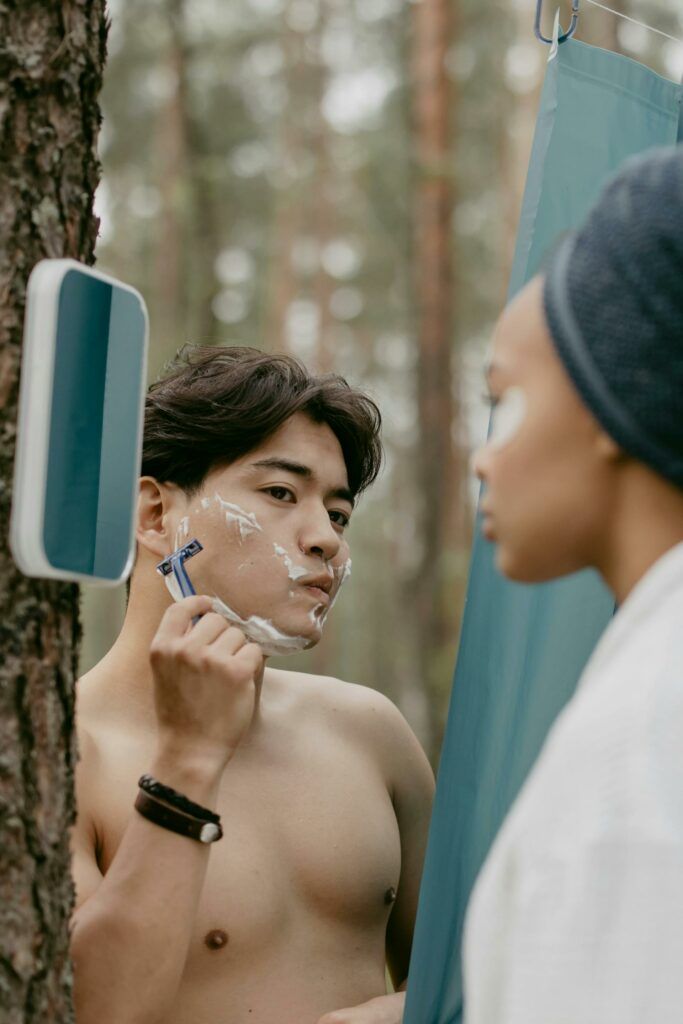 homme rasage nature