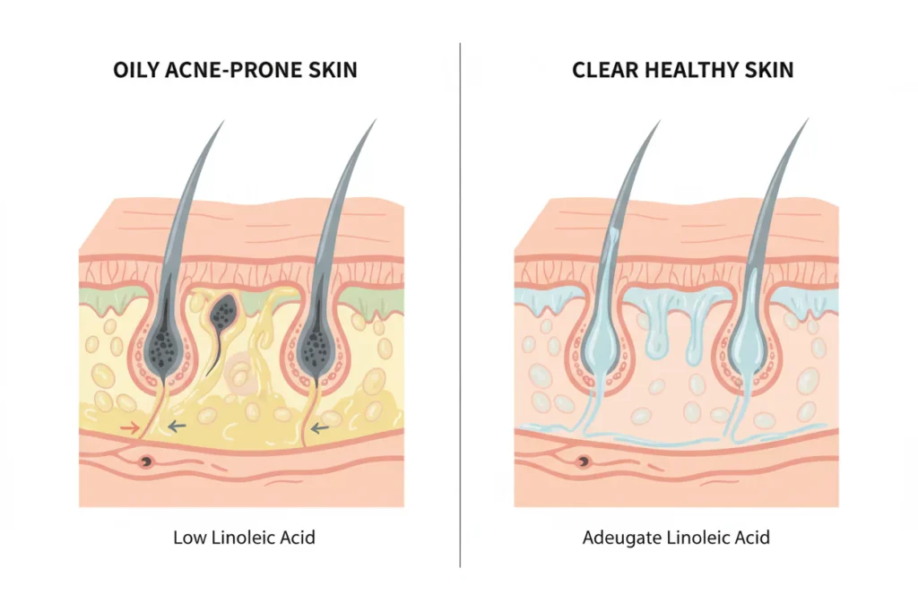 linoleic acid deficiency in oily skin